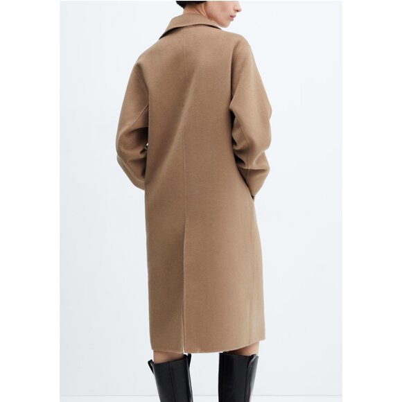 MANGO MNG Women's Handmade Oversized Wool Coat In Medium Brown NEW Size M - Picture 5 of 5